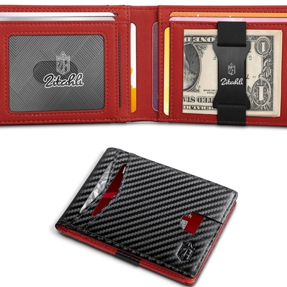 Zitahli Men's Slim RFID Blocking Wallet with Money Clip, 12 Card Slots - Picture 3 of 6